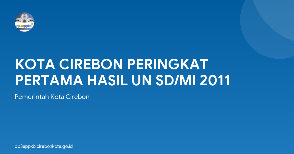 KOTA CIREBON PERINGKAT PERTAMA HASIL UN SD/MI 2011