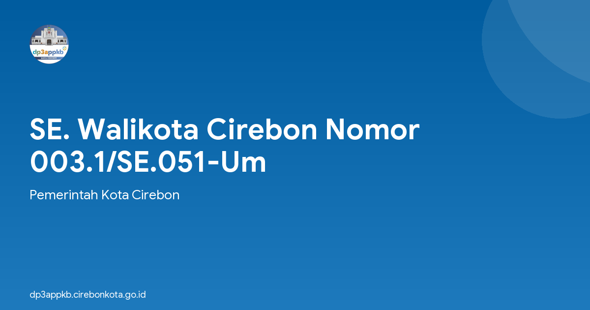 SE. Walikota Cirebon Nomor 003.1/SE.051-Um