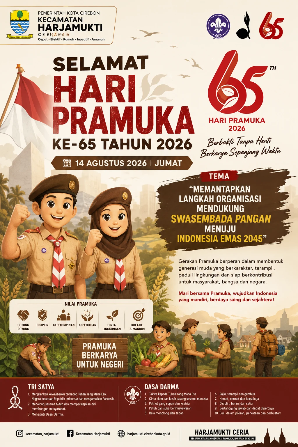 Hari Pramuka ke-65 Tahun 2026: Memantapkan Langkah, Menguatkan Generasi, Menuju Indonesia Emas 2045
